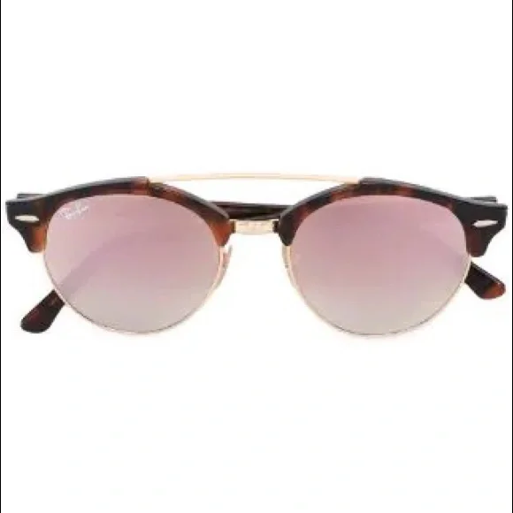 Ray Ban pink mirrored Clubround Double Bridge  display picture 3